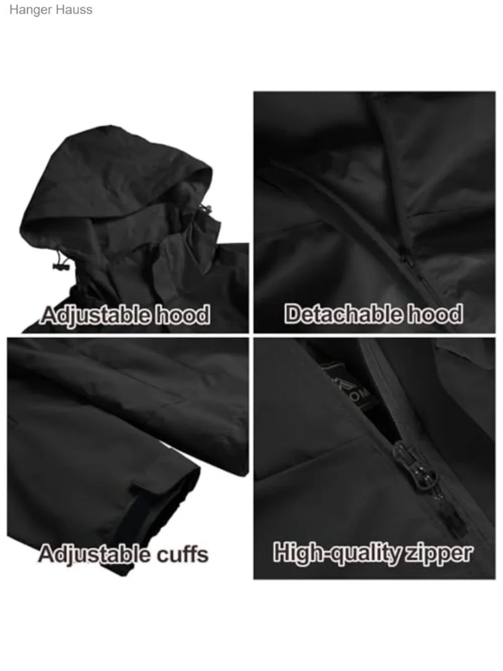 Women's Waterproof Rain Jacket with Detachable Hood Lightweight Outdoor